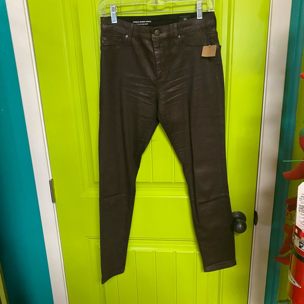 AG Adriano Goldschmied Sparkly Dark Brown Skinny Jeans